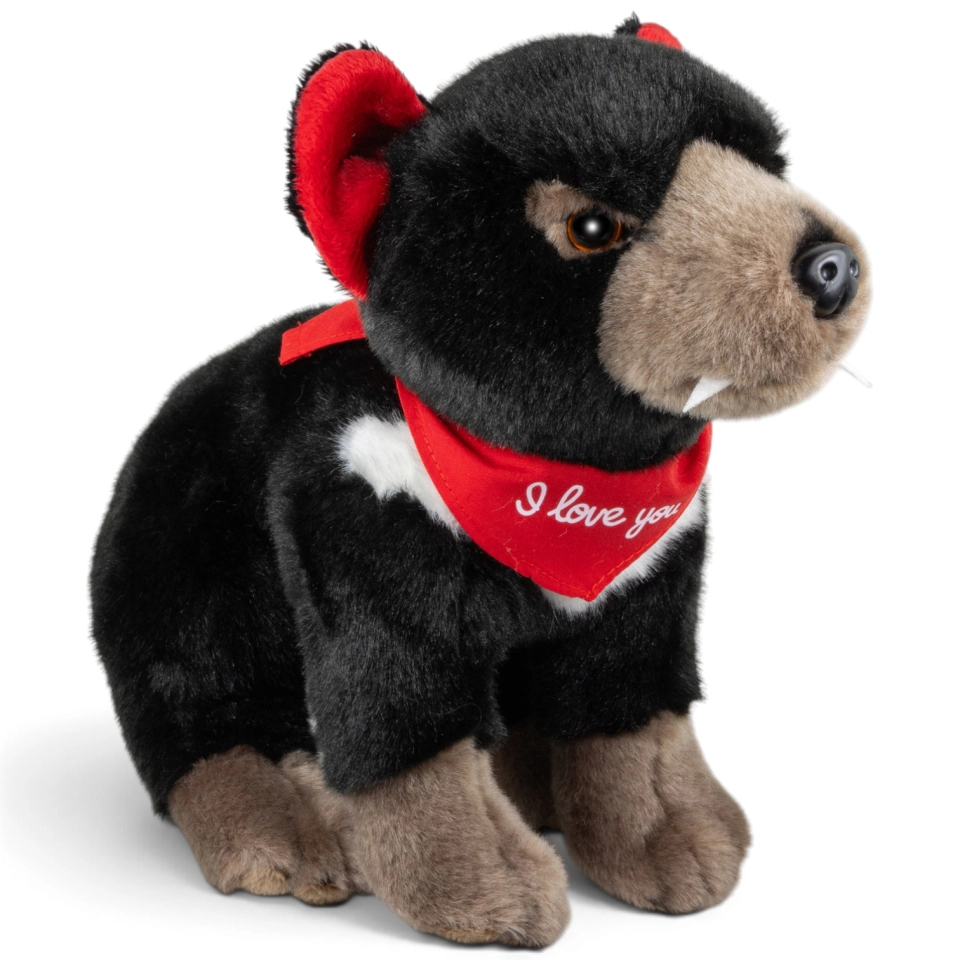 Plüschtier Tasmanischer Teufel, Beutelteufel – rotes „I Love You“-Halstuch
