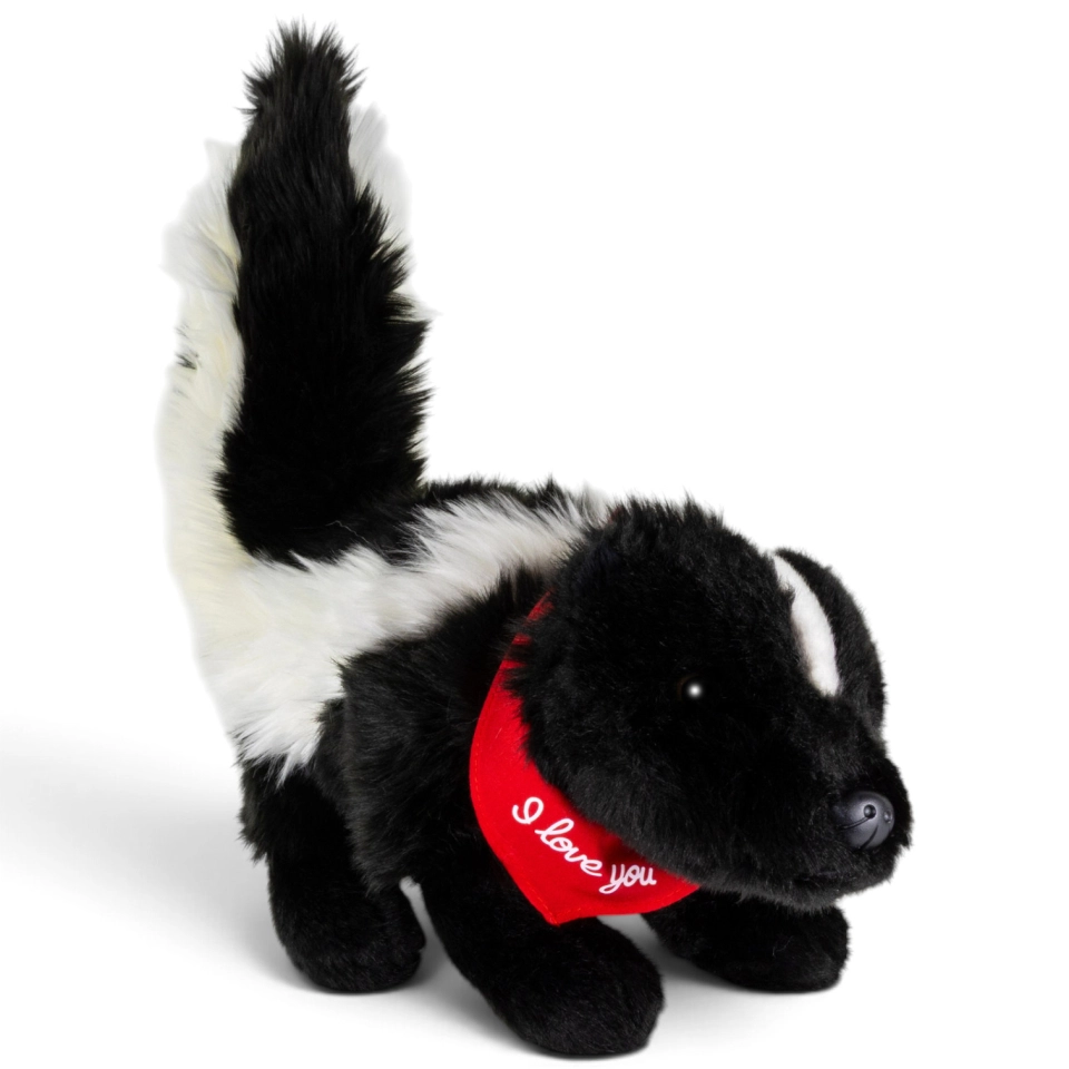 Plush Toy Skunk – red “I Love You” scarf