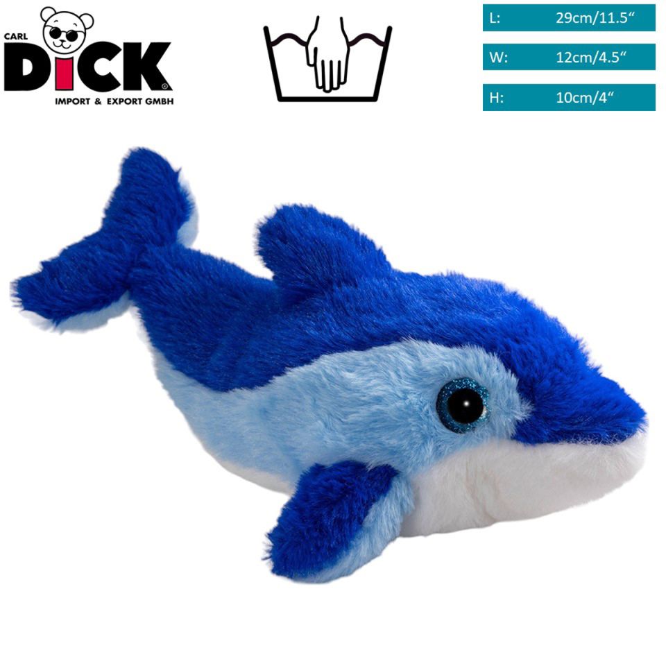 Dolphin blue with glitter eyes | Soft Toy - Stuffed Animal | Plueschtier.de