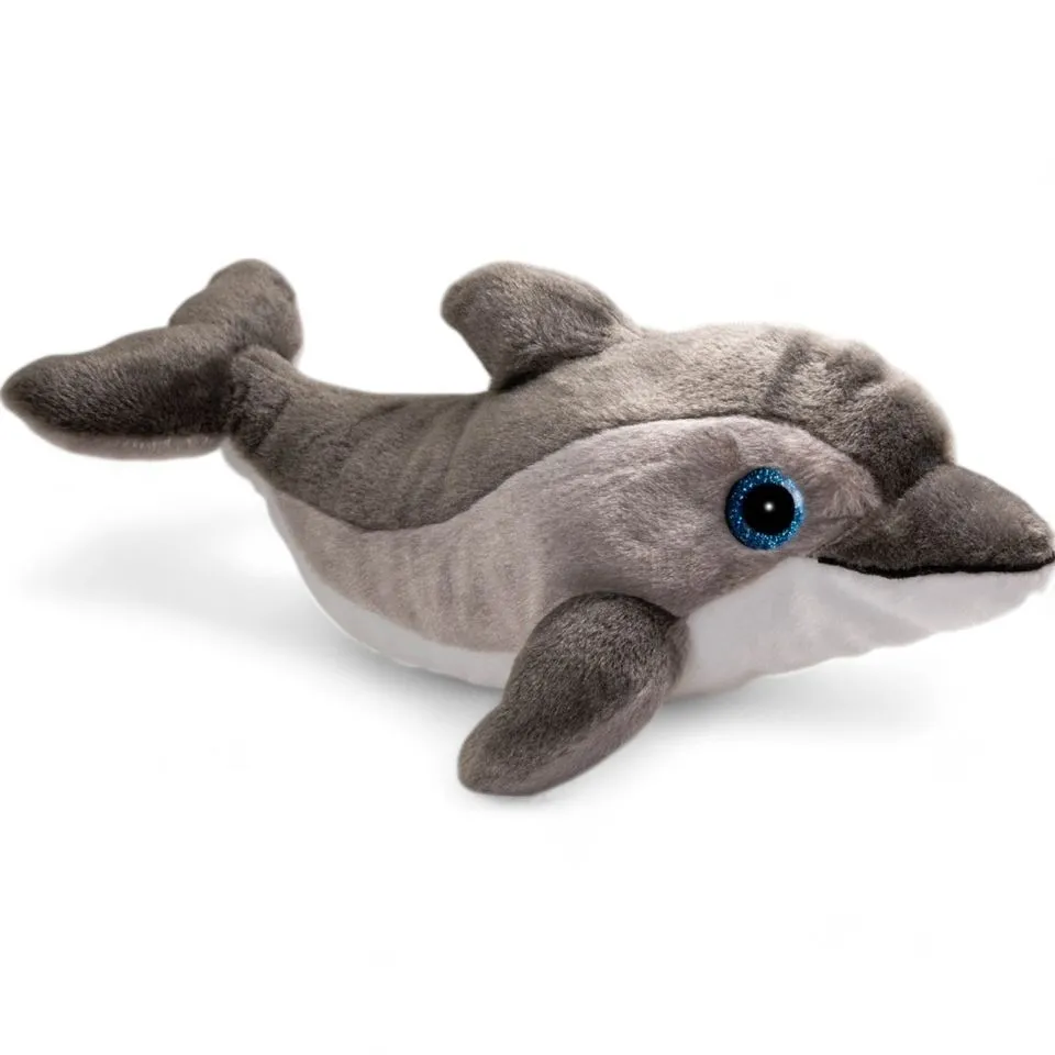 Kuscheltier Delfin grau mit Glitzer-Augen