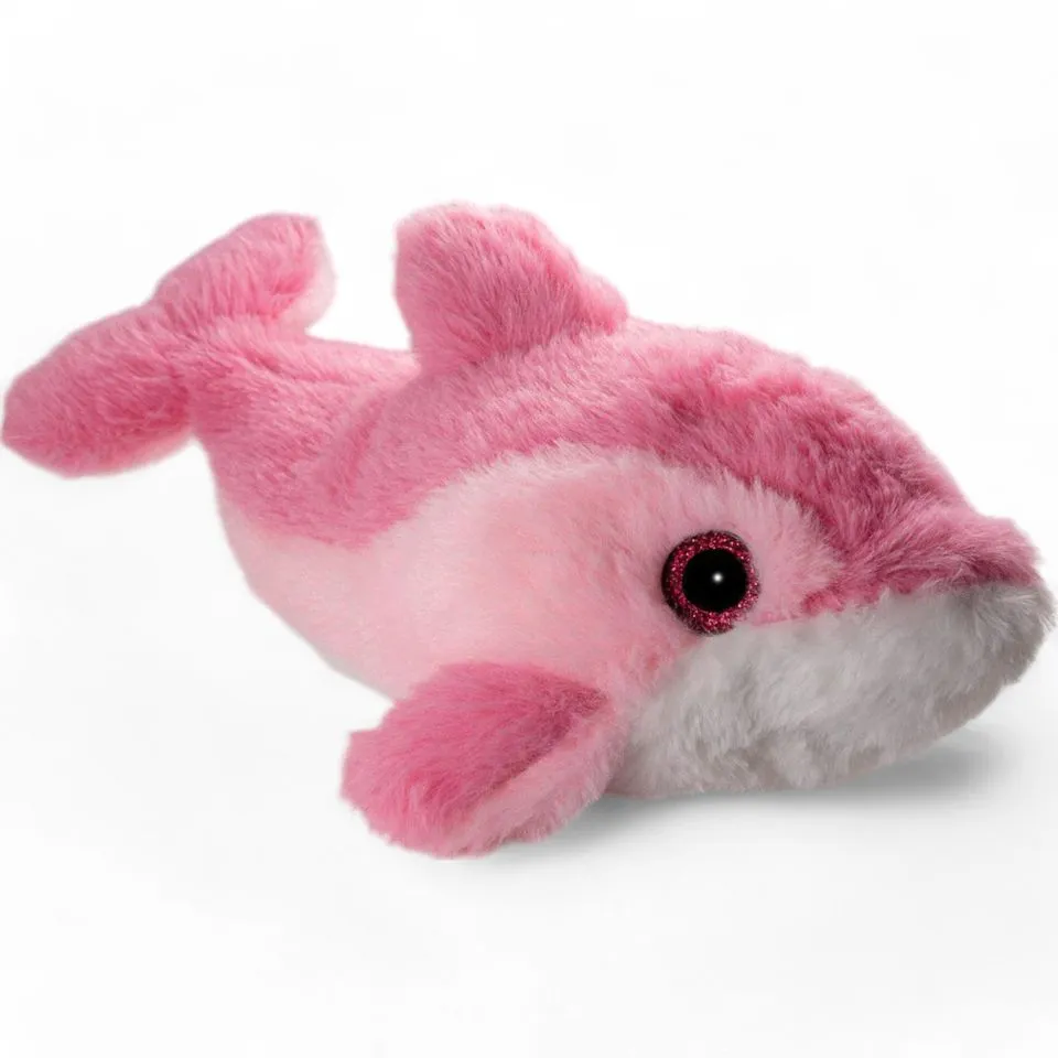 Kuscheltier Delfin rosa mit Glitzer-Augen