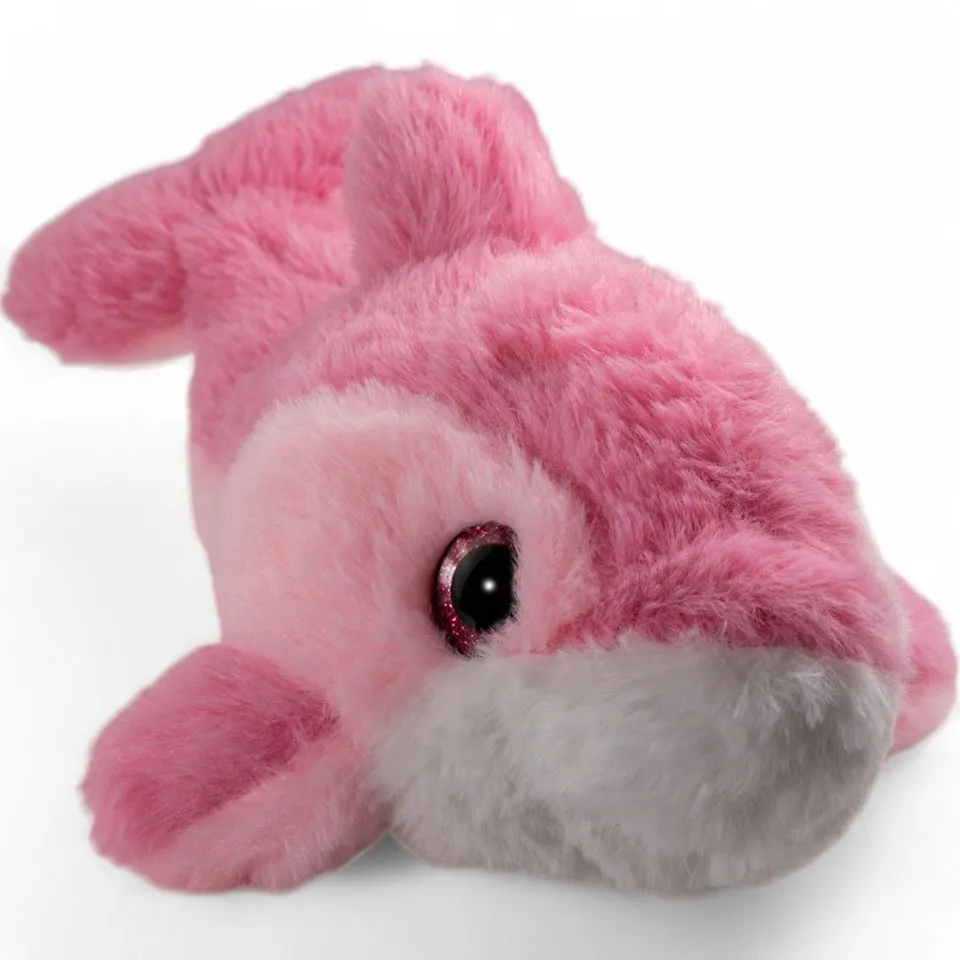 Kuscheltier Delfin rosa mit Glitzer-Augen