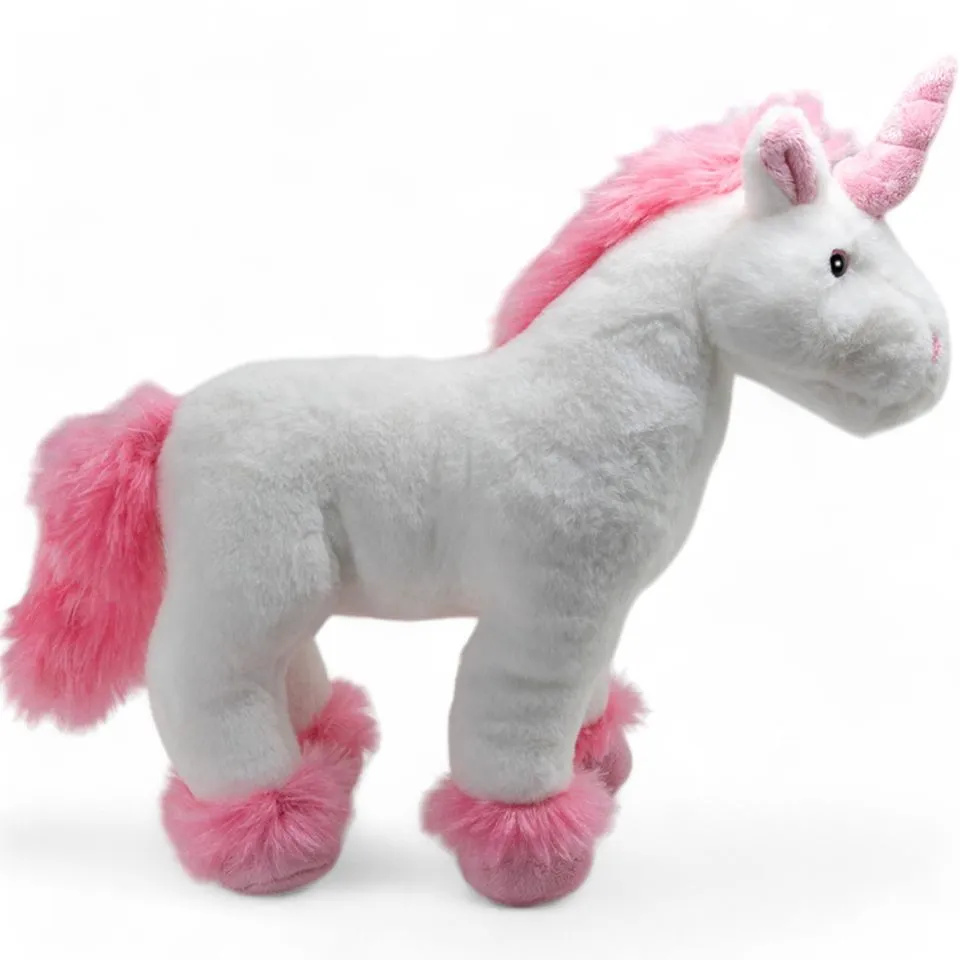 Kuscheltier Einhorn weiß-rosa stehend