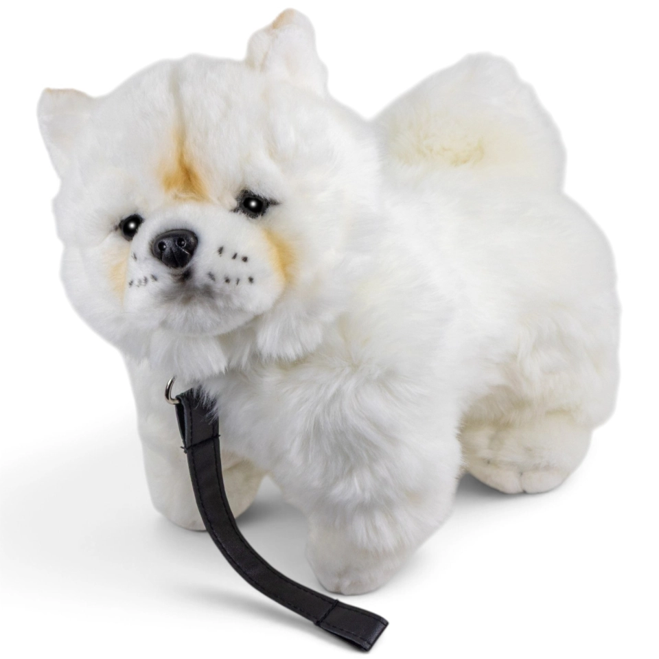 Kuscheltier Chow Chow weiß mit Leine