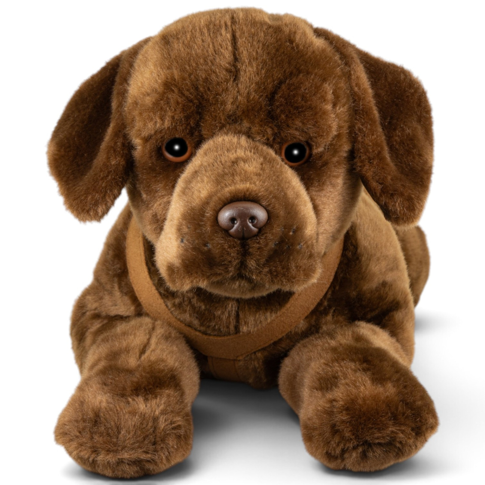 Stuffed Animal Labrador Retriever brown with harness