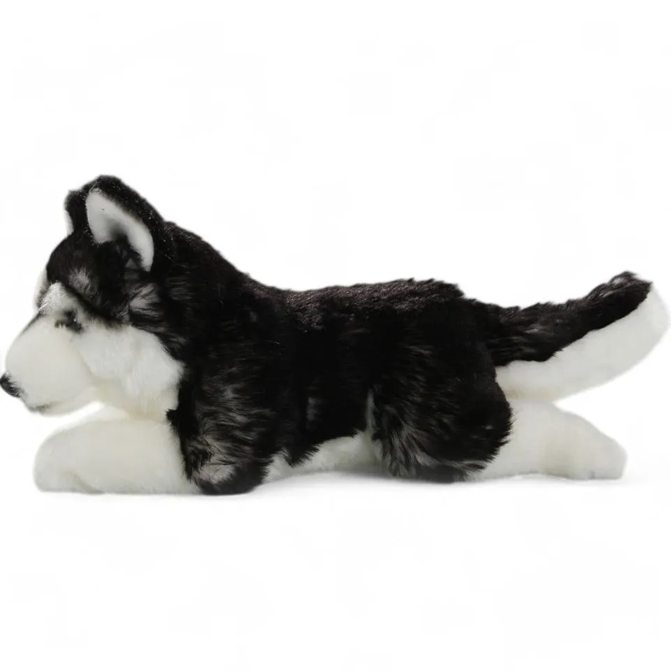 Kuscheltier Husky schwarz liegend