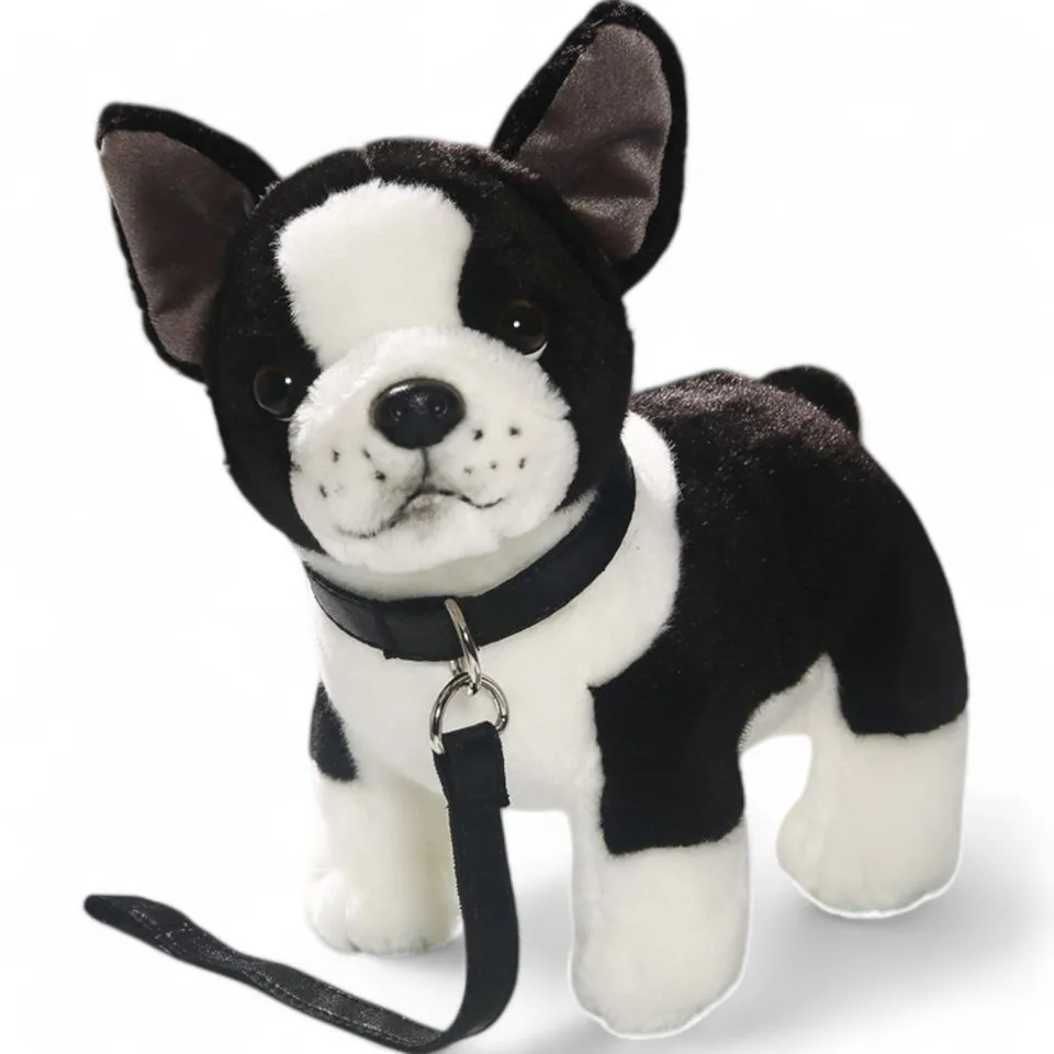 Stuffed Animal French Bulldog standing with lead