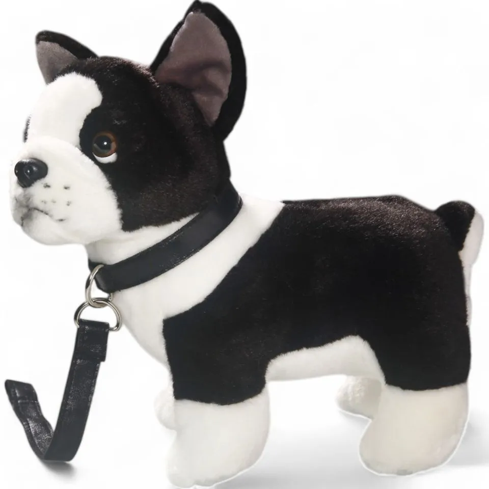 Stuffed Animal French Bulldog standing with lead