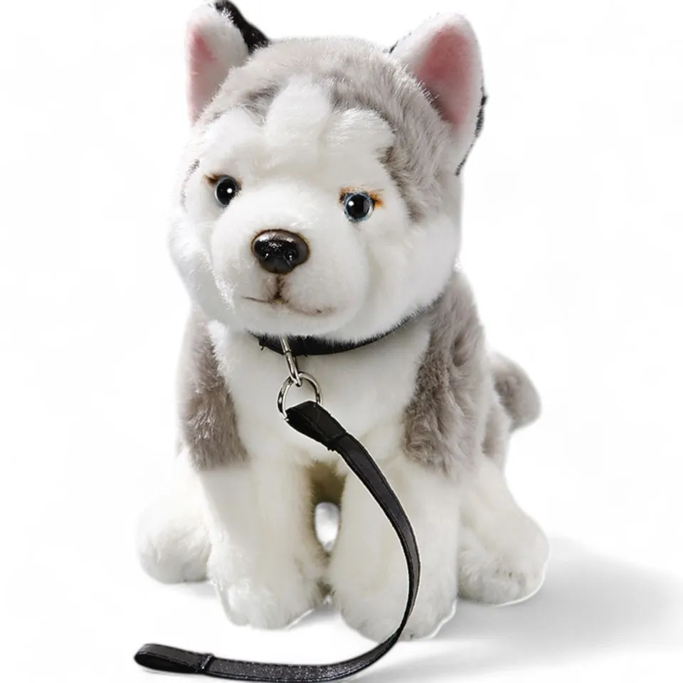 Stuffed Animal Husky sitting with lead