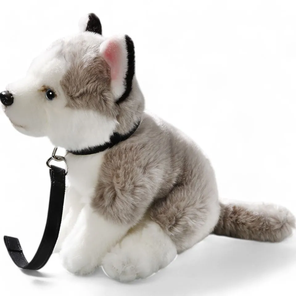 Stuffed Animal Husky sitting with lead