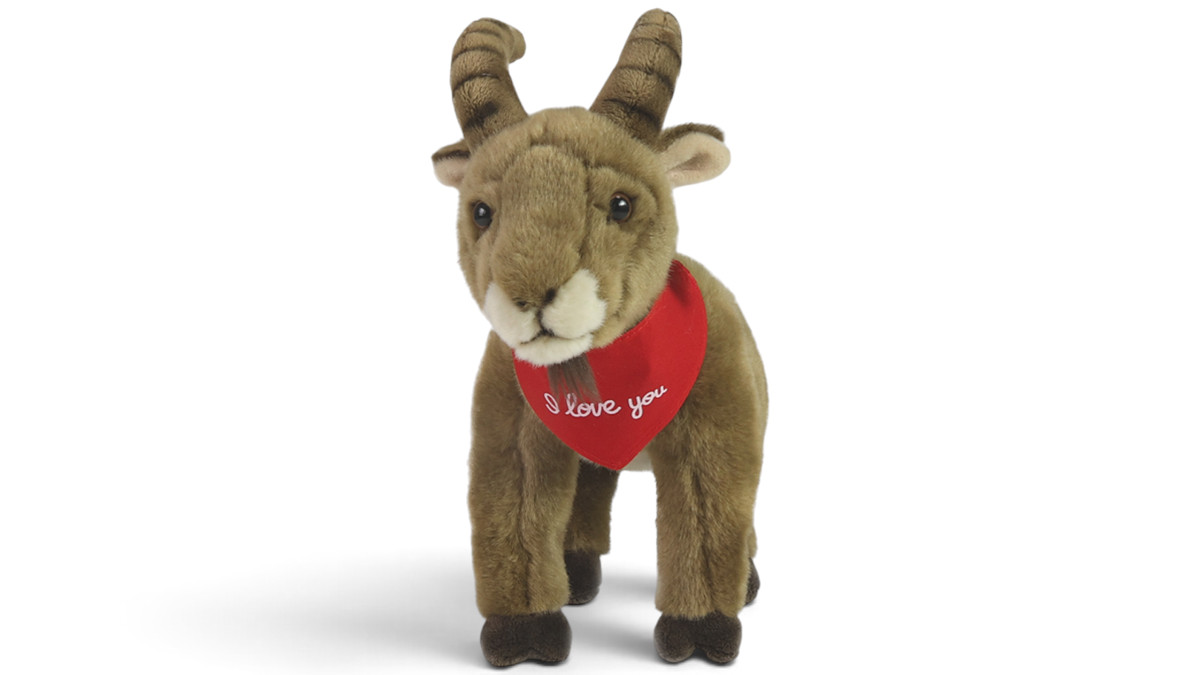 Soft Toy Ibex – red “I Love You” scarf
