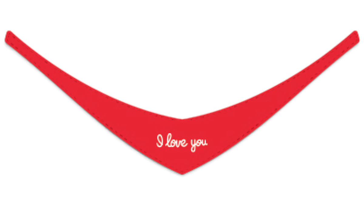 Kuscheltier Dackel, Rauhaardackel sitzend schwarz – rotes „I Love You“-Halstuch